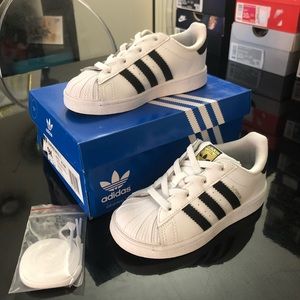 9C WHITE ADIDAS SUPERSTARS